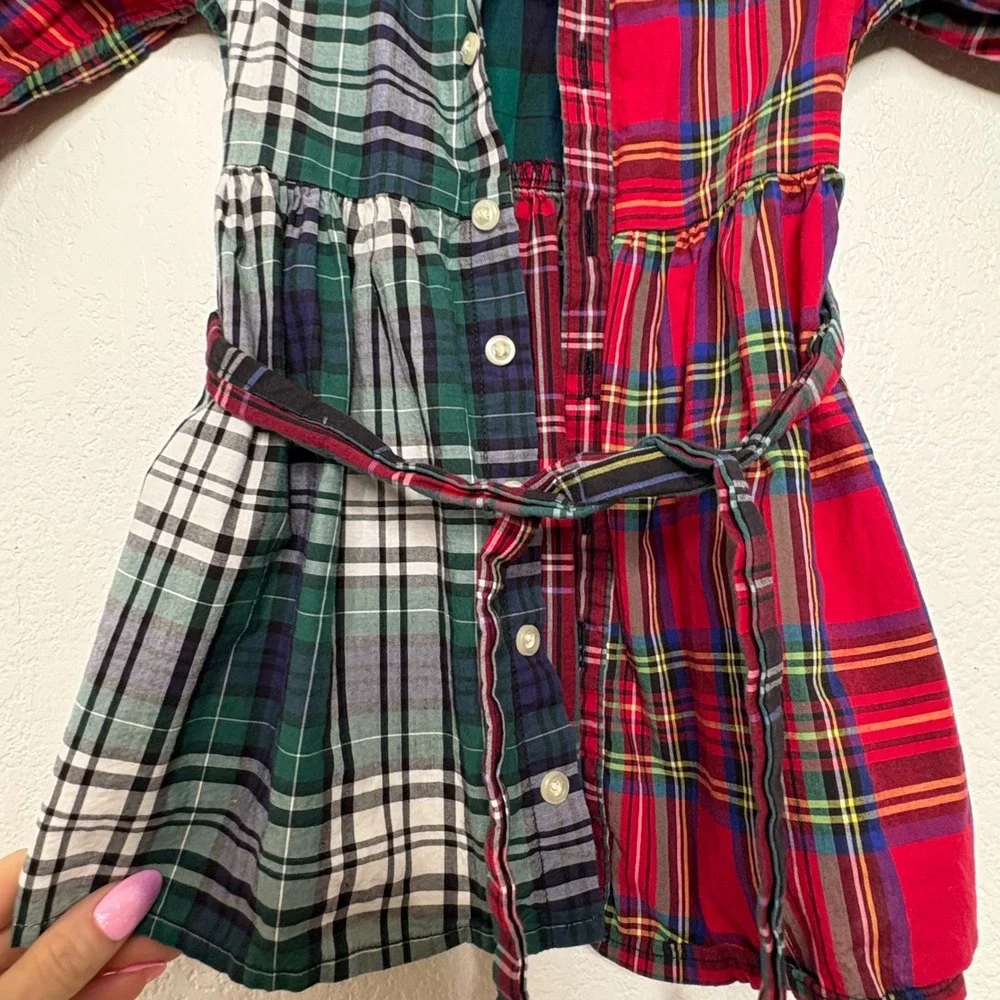 Ralph Lauren Baby Girls Patchwork Plaid Button Front Shirtdress Multi Color 9M
